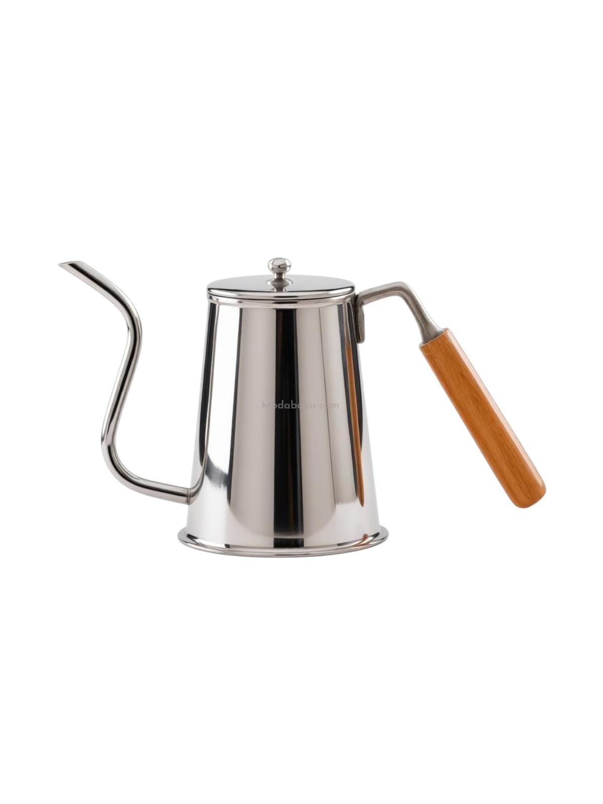 Moda Bakır 500 ml Handcrafted Silver-Tone Copper Barista Pot & Oil Dispenser - Görsel 1