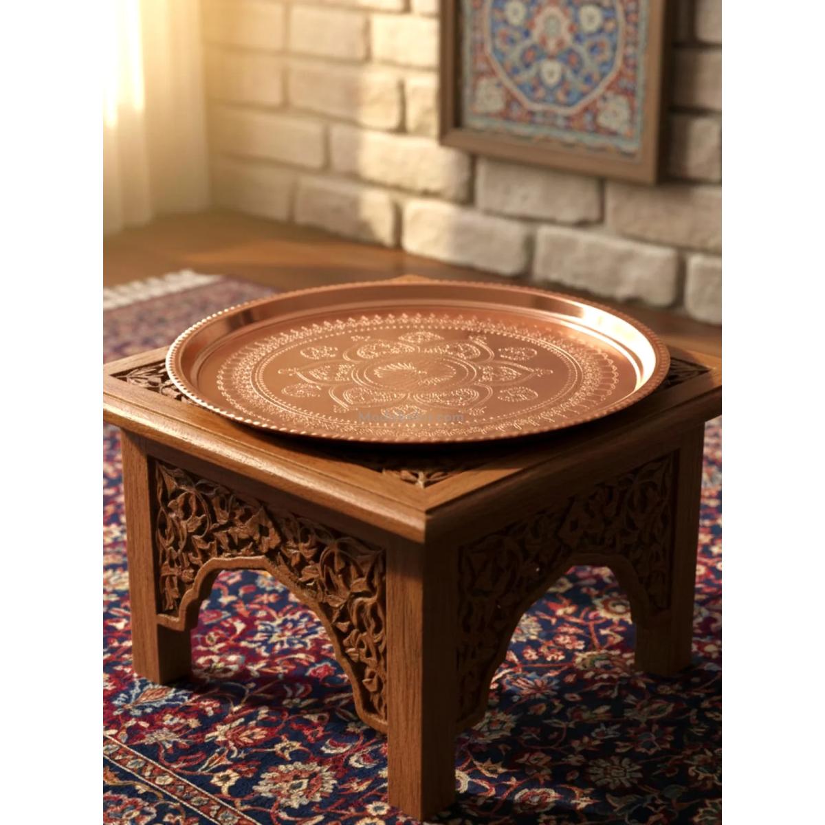 Bakır Sini İşlemeli 80 cm - Görsel 2