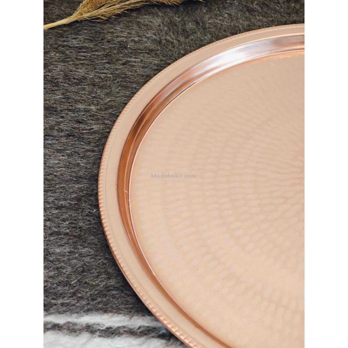 Moda Bakır 65 cm Hand-Hammered Un-Tinned Solid Thick Copper Sini (Decorative Tray) - Görsel 3