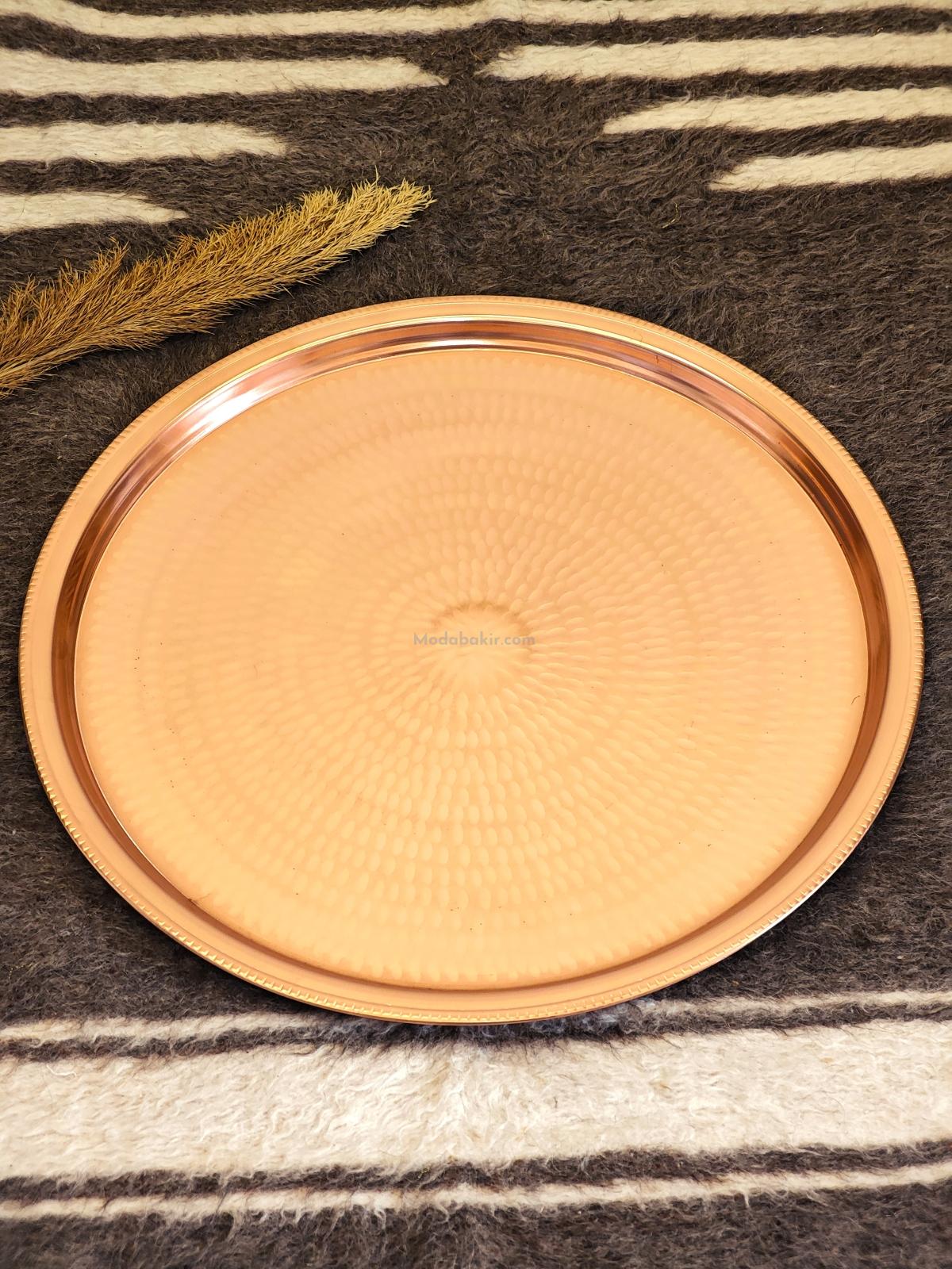 Moda Bakır 65 cm Hand-Hammered Un-Tinned Solid Thick Copper Sini (Decorative Tray) - Görsel 4