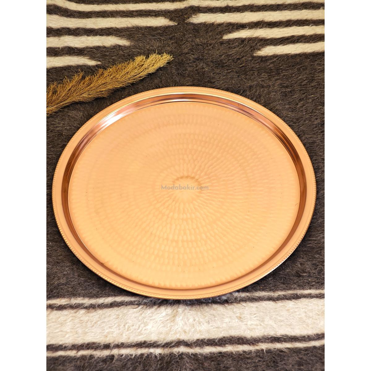 Moda Bakır 65 cm Hand-Hammered Un-Tinned Solid Thick Copper Sini (Decorative Tray) - Görsel 4