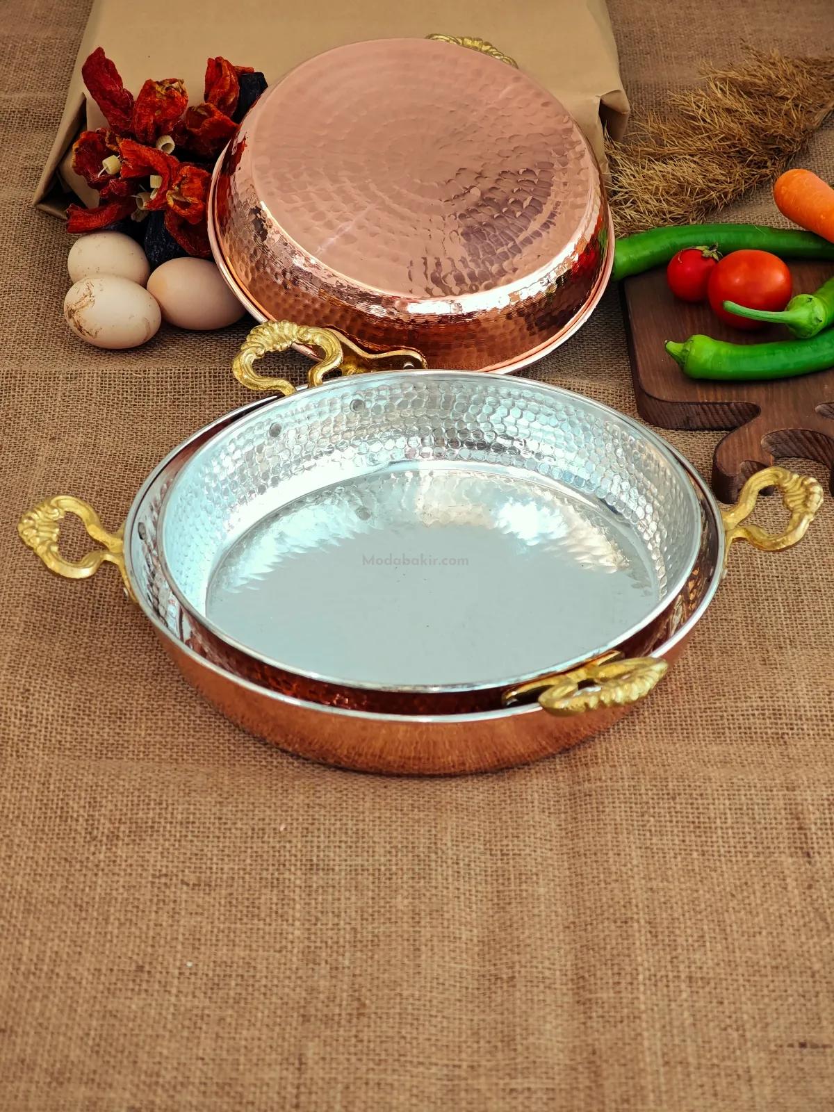 Moda Bakır 3-Piece Professional Heavy-Gauge Solid Copper Skillet Set (22 cm, 24 cm, 27 cm) - Görsel 3
