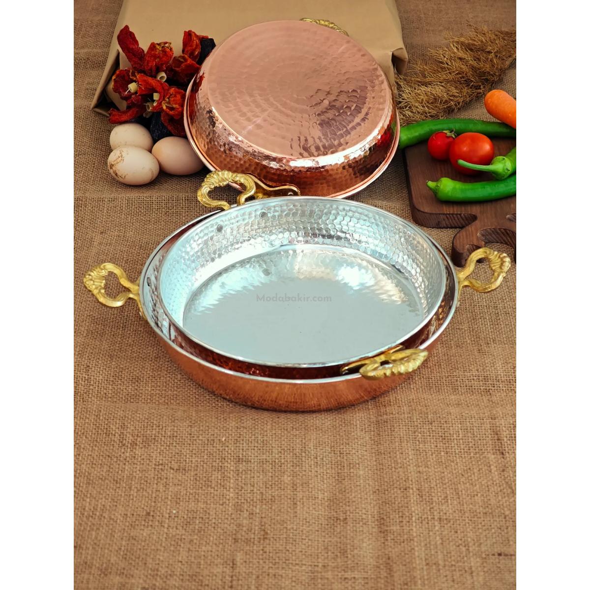 Moda Bakır 3-Piece Professional Heavy-Gauge Solid Copper Skillet Set (22 cm, 24 cm, 27 cm) - Görsel 3