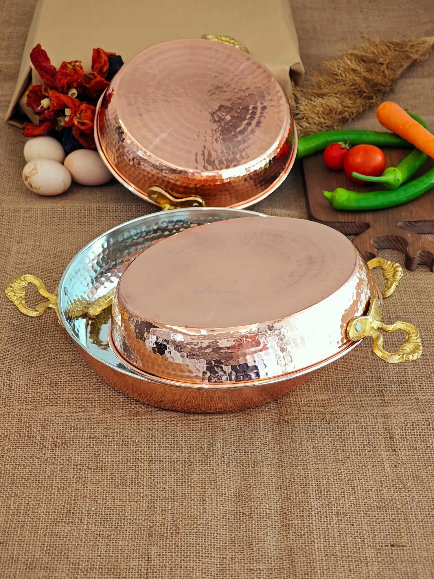 Moda Bakır 3-Piece Professional Heavy-Gauge Solid Copper Skillet Set (22 cm, 24 cm, 27 cm) - Görsel 4