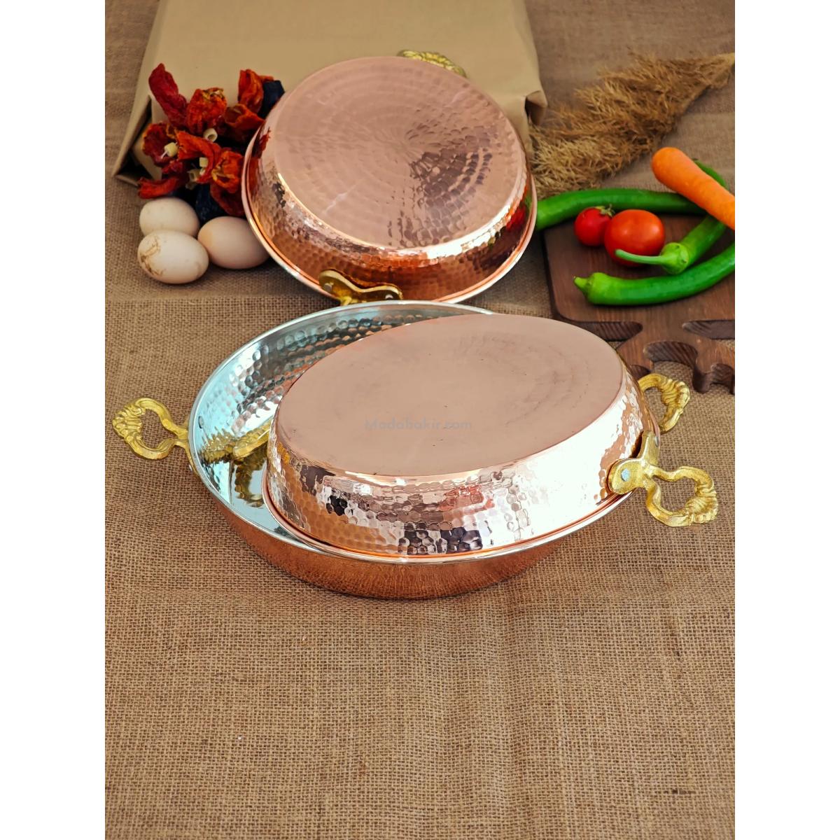 Moda Bakır 3-Piece Professional Heavy-Gauge Solid Copper Skillet Set (22 cm, 24 cm, 27 cm) - Görsel 4