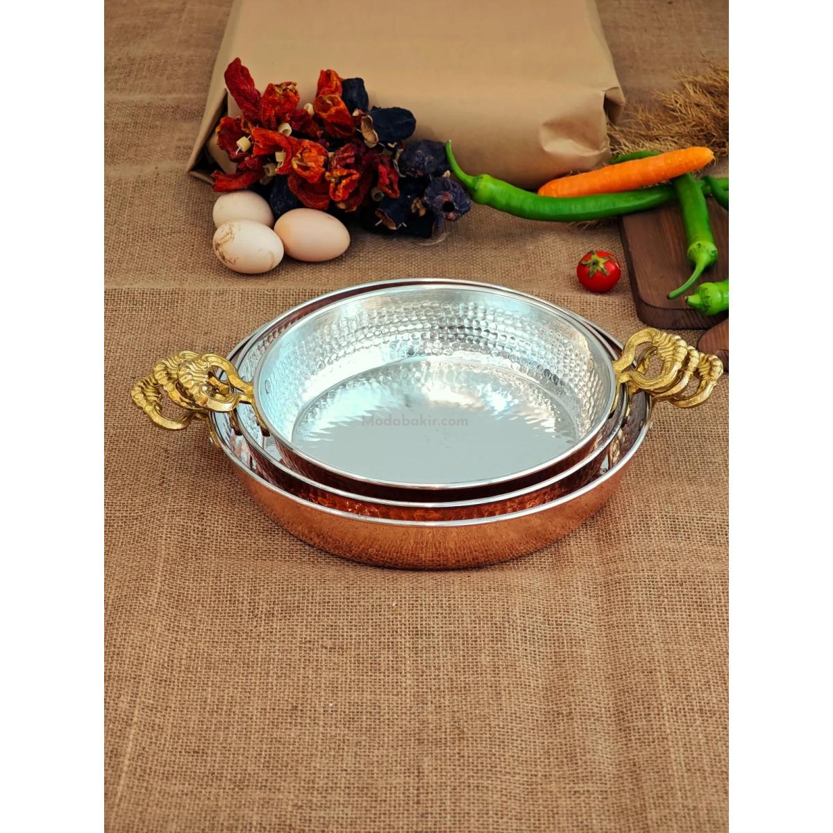 Moda Bakır 3-Piece Professional Heavy-Gauge Solid Copper Skillet Set (22 cm, 24 cm, 27 cm) - Görsel 5