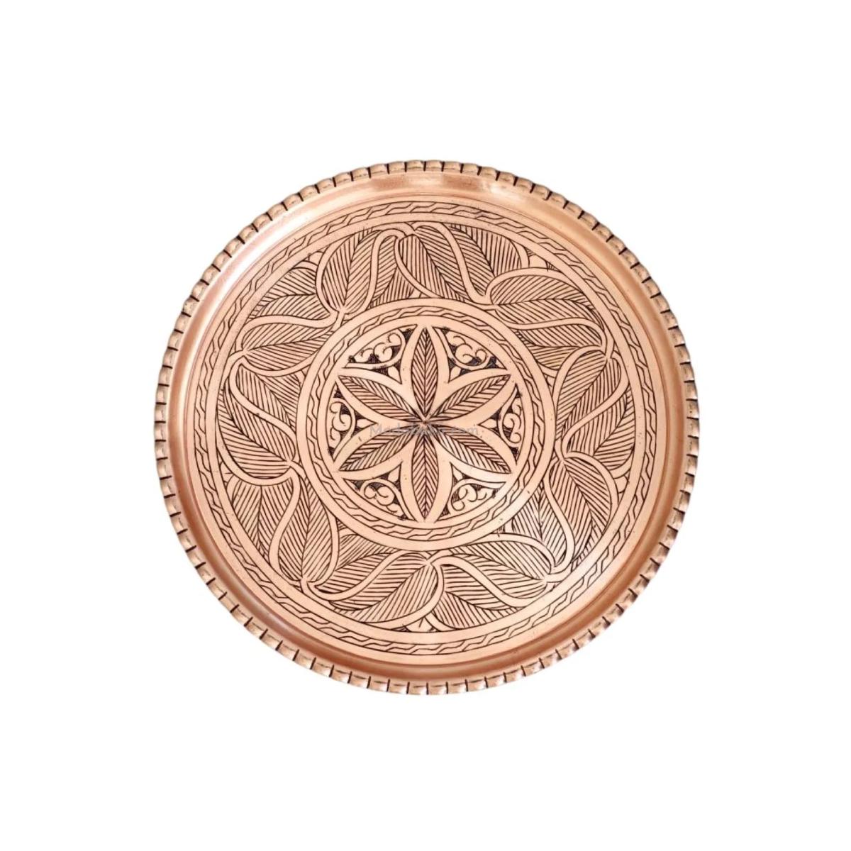 Bakır İşlemeli Tepsi 36 Cm 1.2 mm - Görsel 1