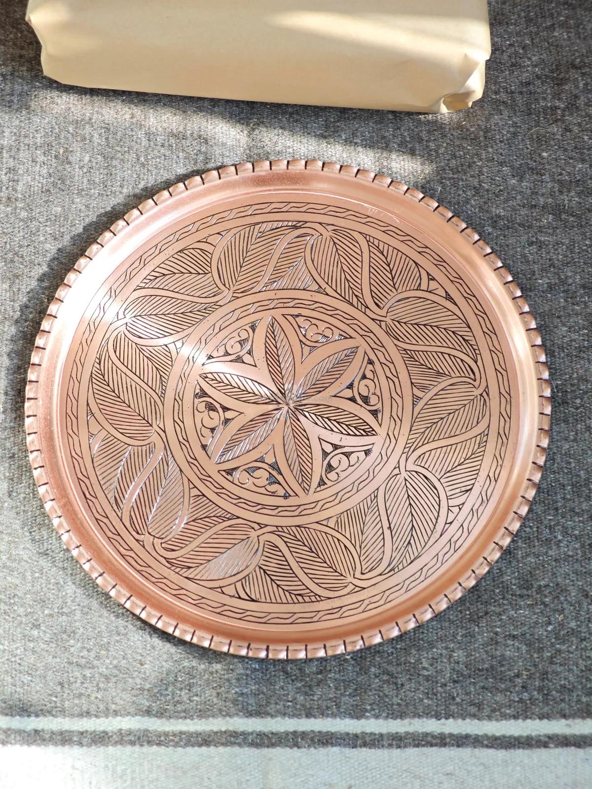 Bakır İşlemeli Tepsi 36 Cm 1.2 mm - Görsel 2