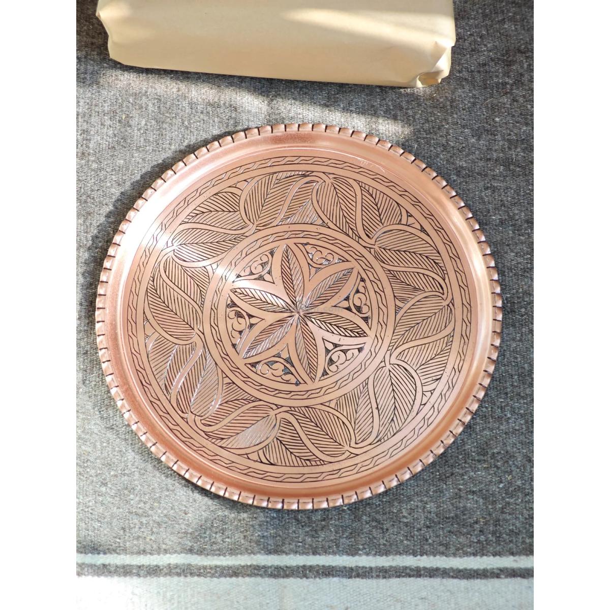 Bakır İşlemeli Tepsi 36 Cm 1.2 mm - Görsel 2