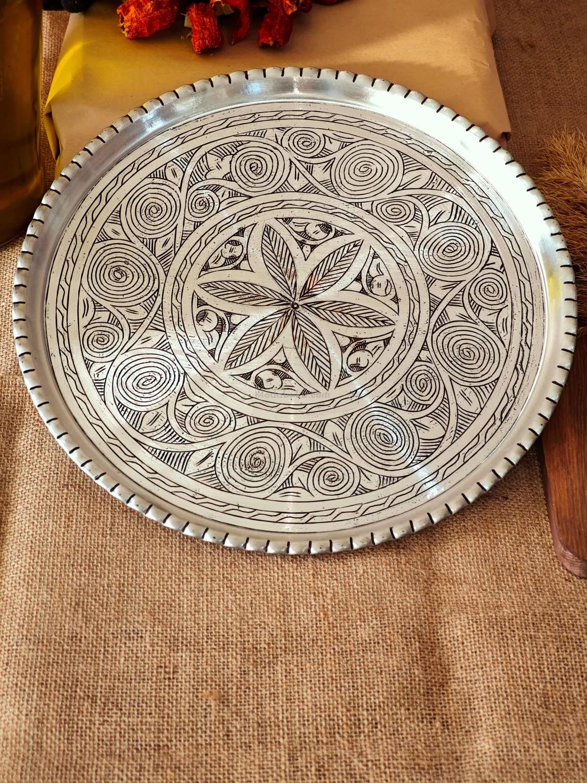 Bakır İşlemeli Tepsi 36 Cm 1.2 mm - Görsel 3