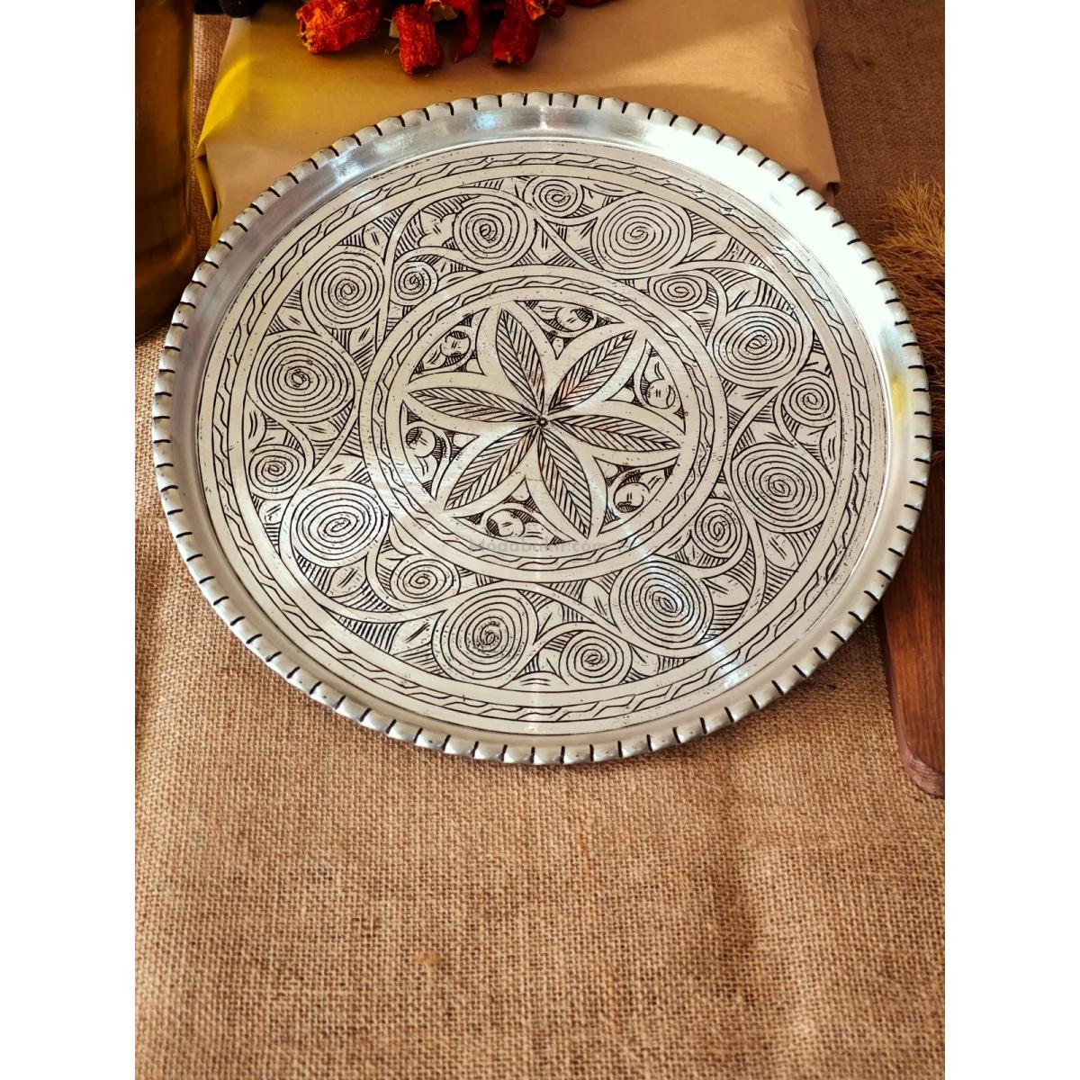 Bakır İşlemeli Tepsi 36 Cm 1.2 mm - Görsel 3