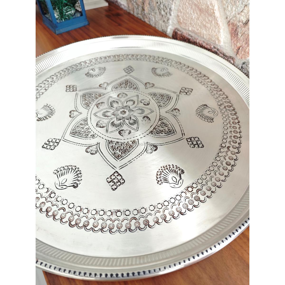 Bakır Nakışlı Tepsi 54 Cm - Görsel 2