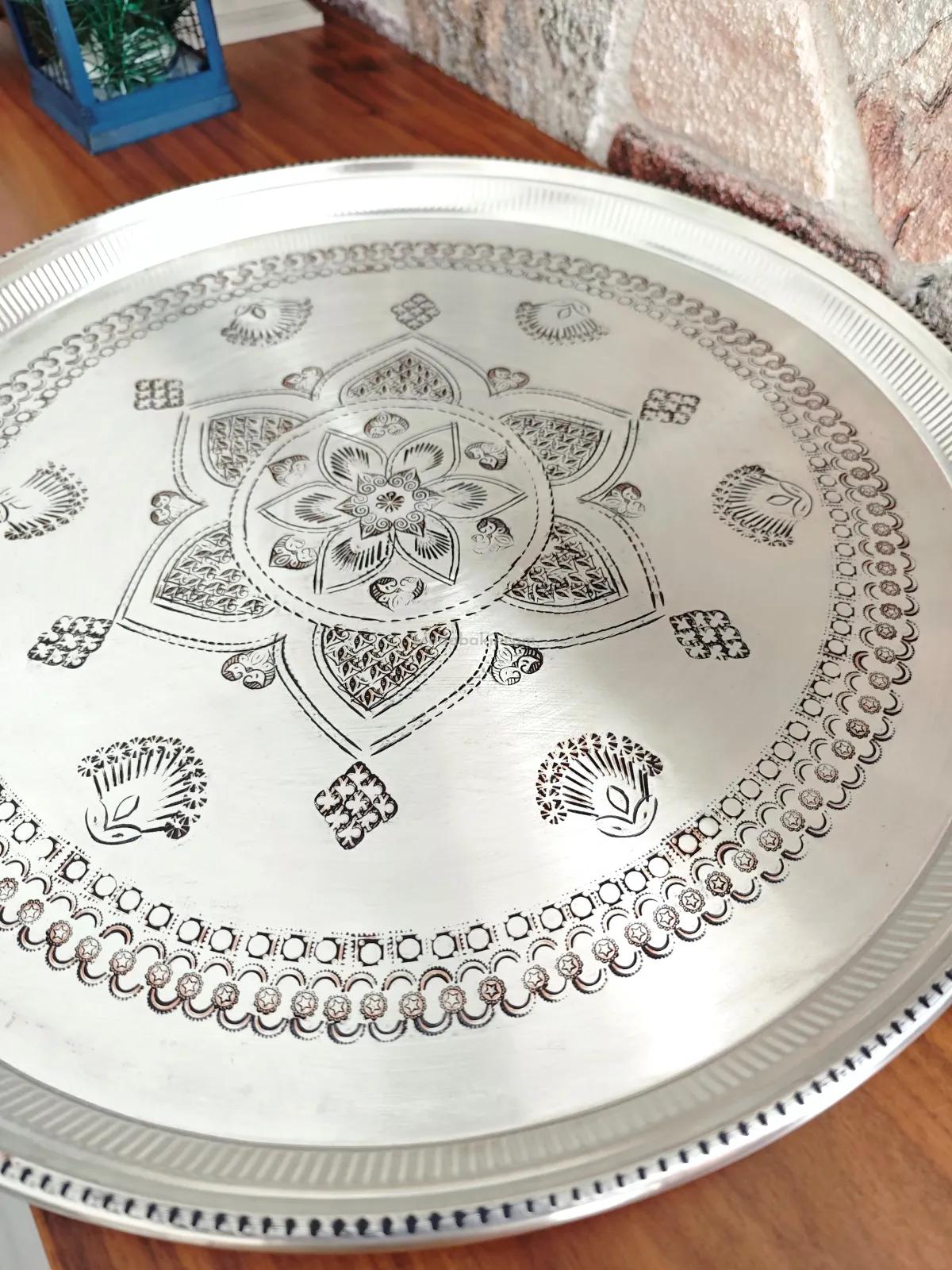 Bakır Nakışlı Tepsi 69 Cm - Görsel 2