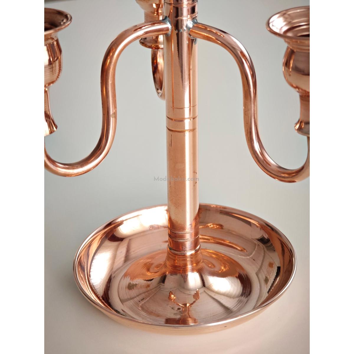 3 Lü Şamdan Mumluk Bakır - Görsel 7