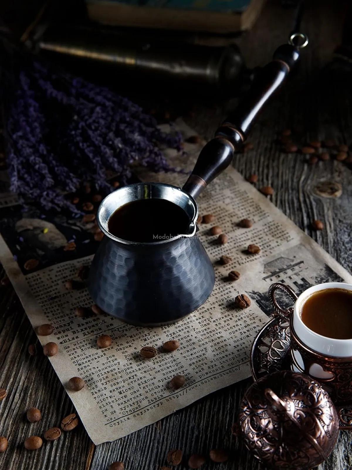 Ahşap Saplı Bakır Cezve - Görsel 2