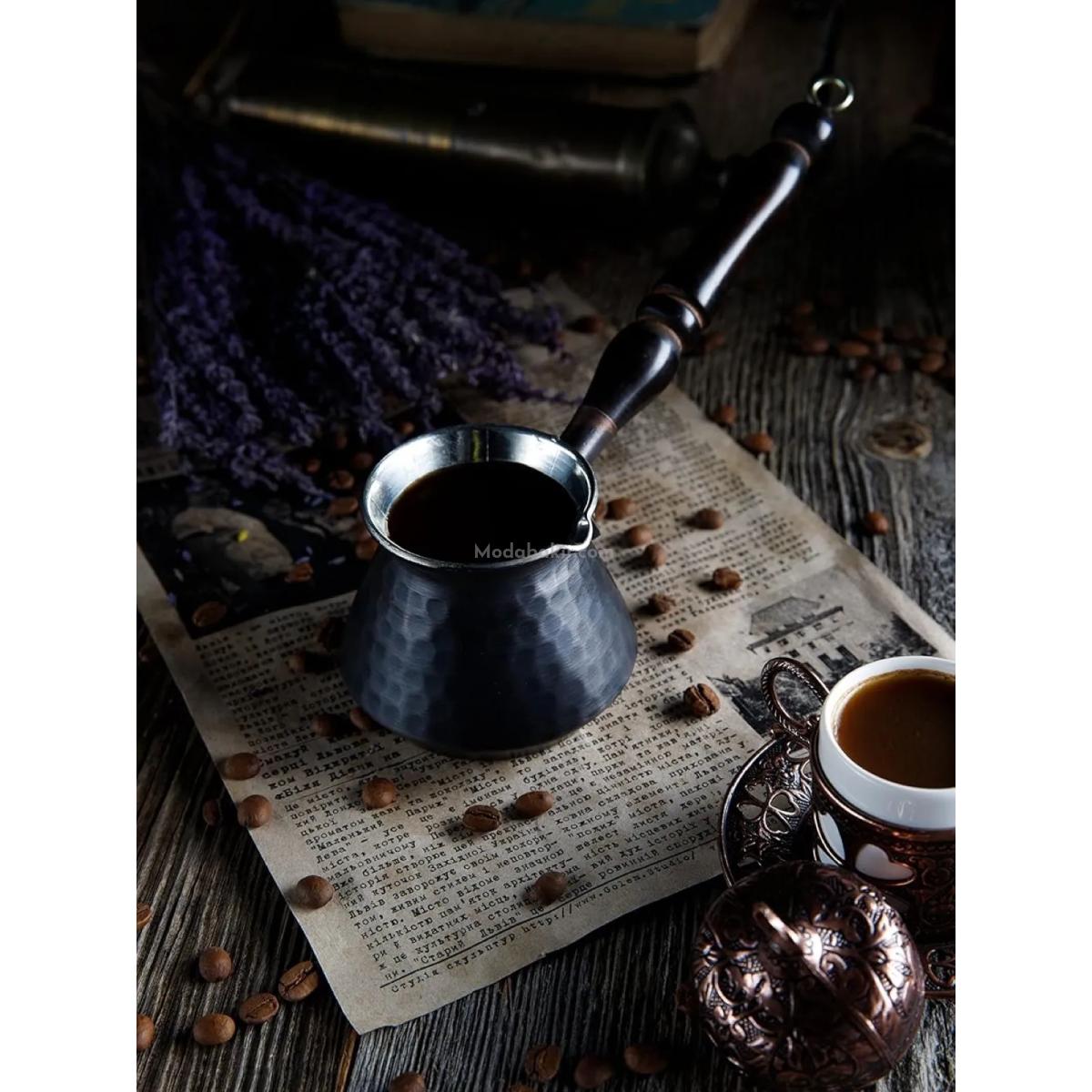 Ahşap Saplı Bakır Cezve - Görsel 2