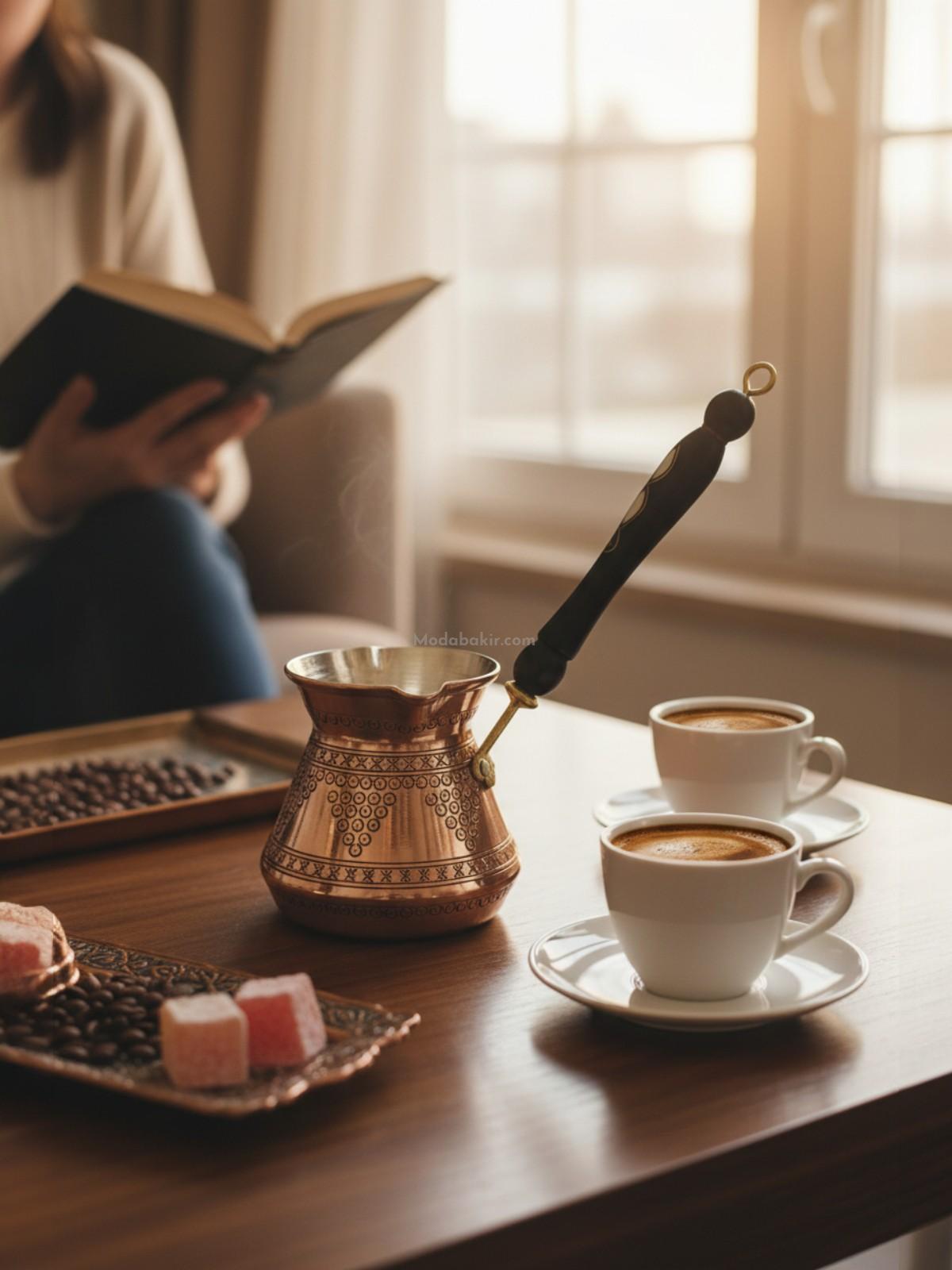 Ahşap Saplı İşlemeli Bakır Cezve 4 Kişilik - Görsel 4