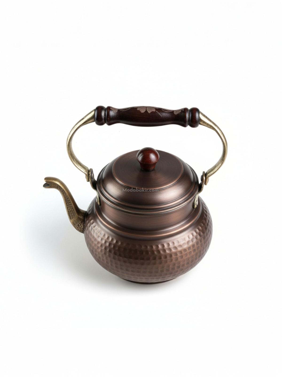 Ahşap Saplı Bakır Demlik Oksit - Görsel 5