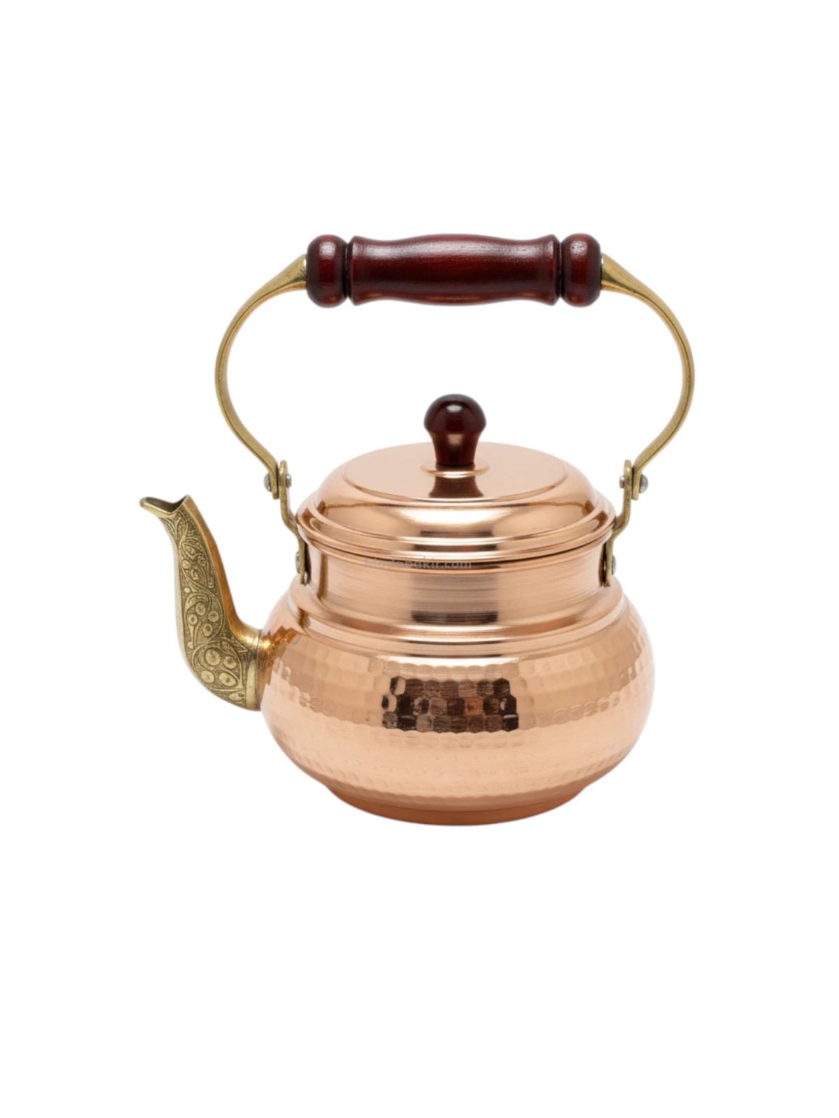 Ahşap Saplı Bakır Demlik - Görsel 1