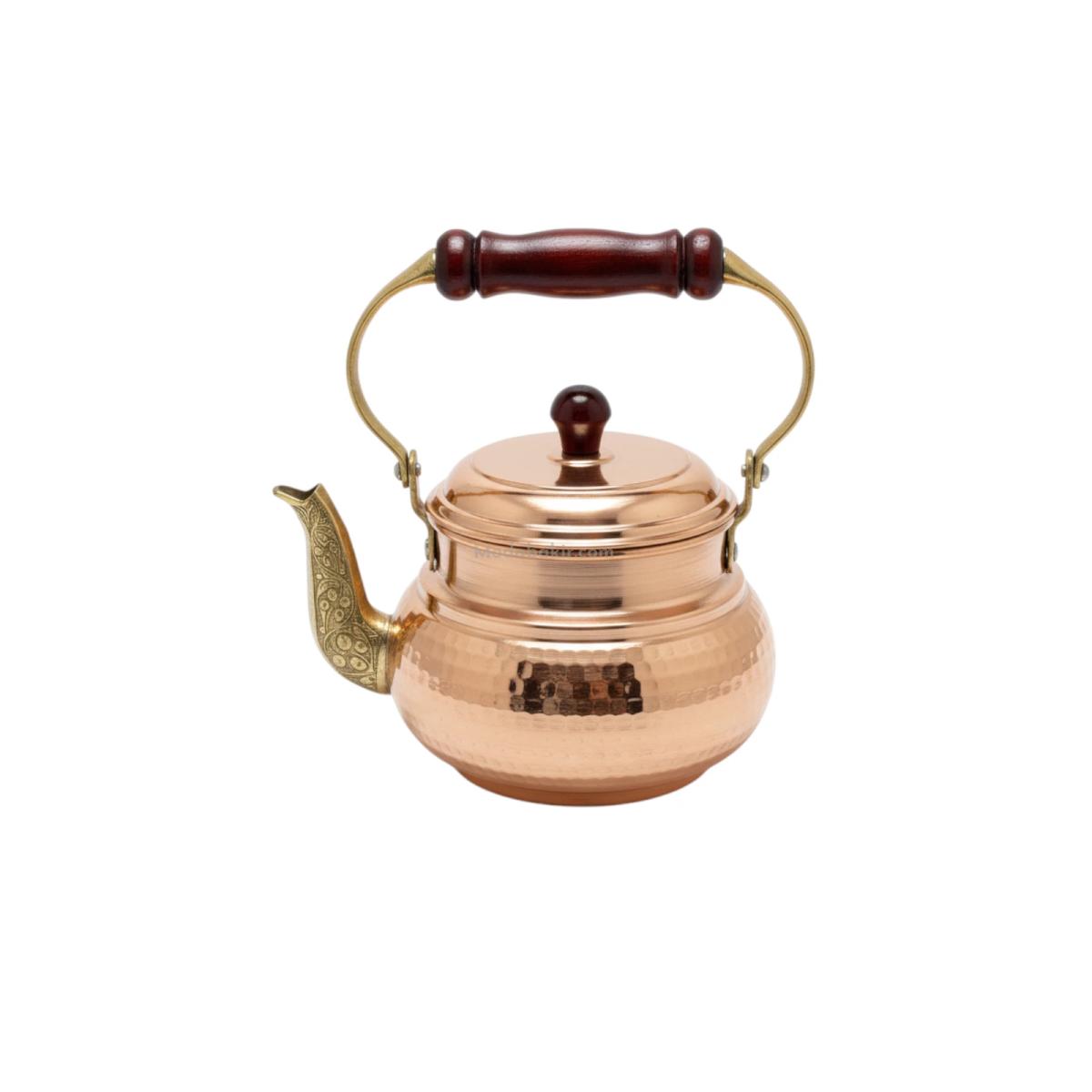 Ahşap Saplı Bakır Demlik - Görsel 1