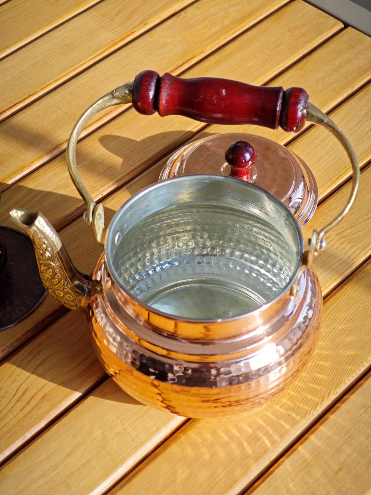 Ahşap Saplı Bakır Demlik - Görsel 2