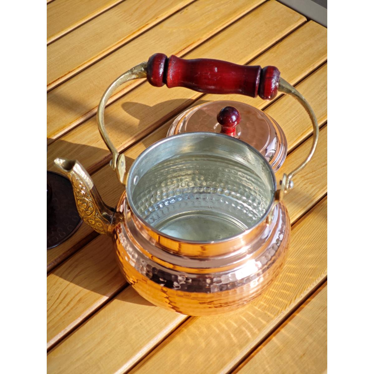 Ahşap Saplı Bakır Demlik - Görsel 2