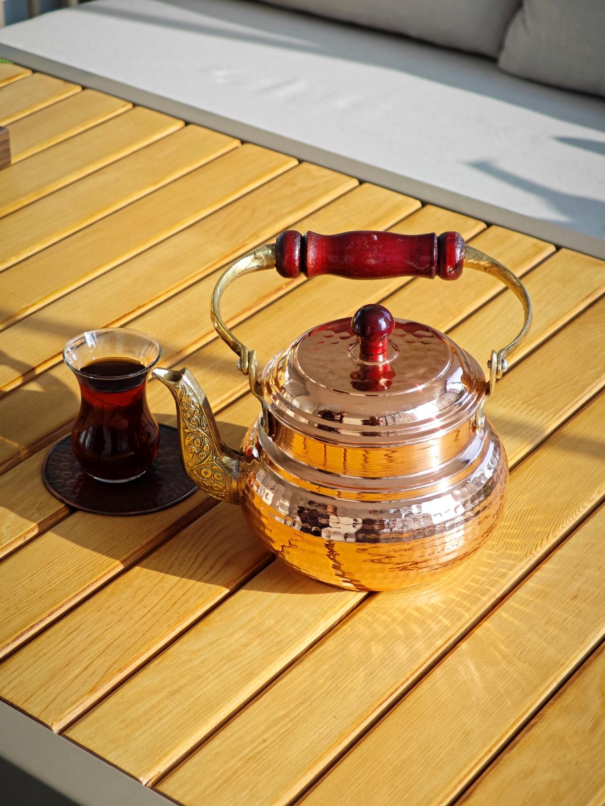 Ahşap Saplı Bakır Demlik - Görsel 4