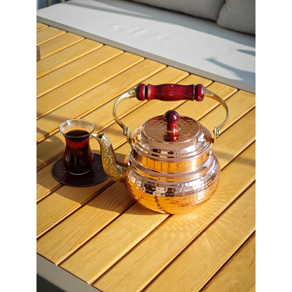 Ahşap Saplı Bakır Demlik - Görsel 4