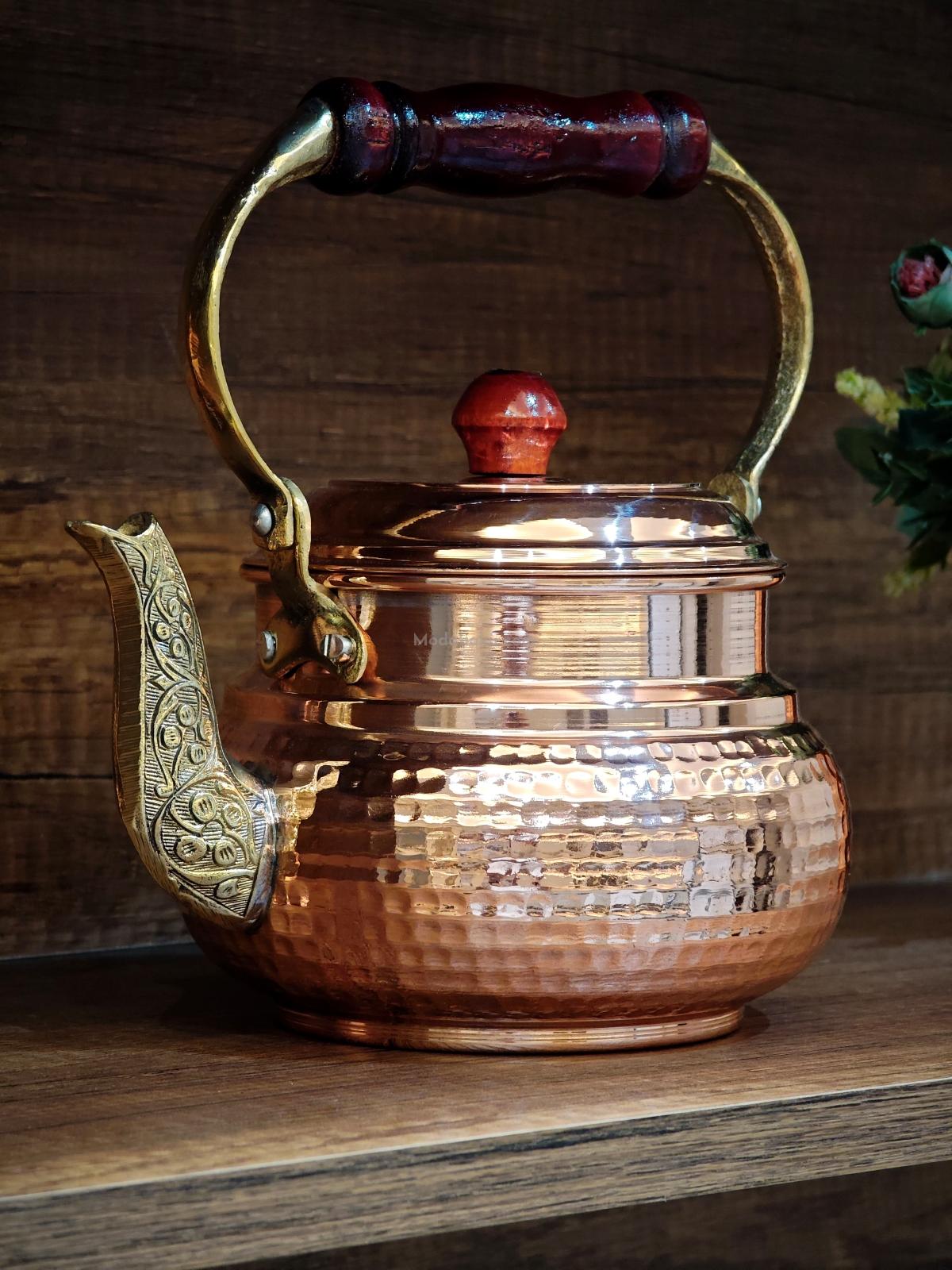 Ahşap Saplı Bakır Demlik - Görsel 5