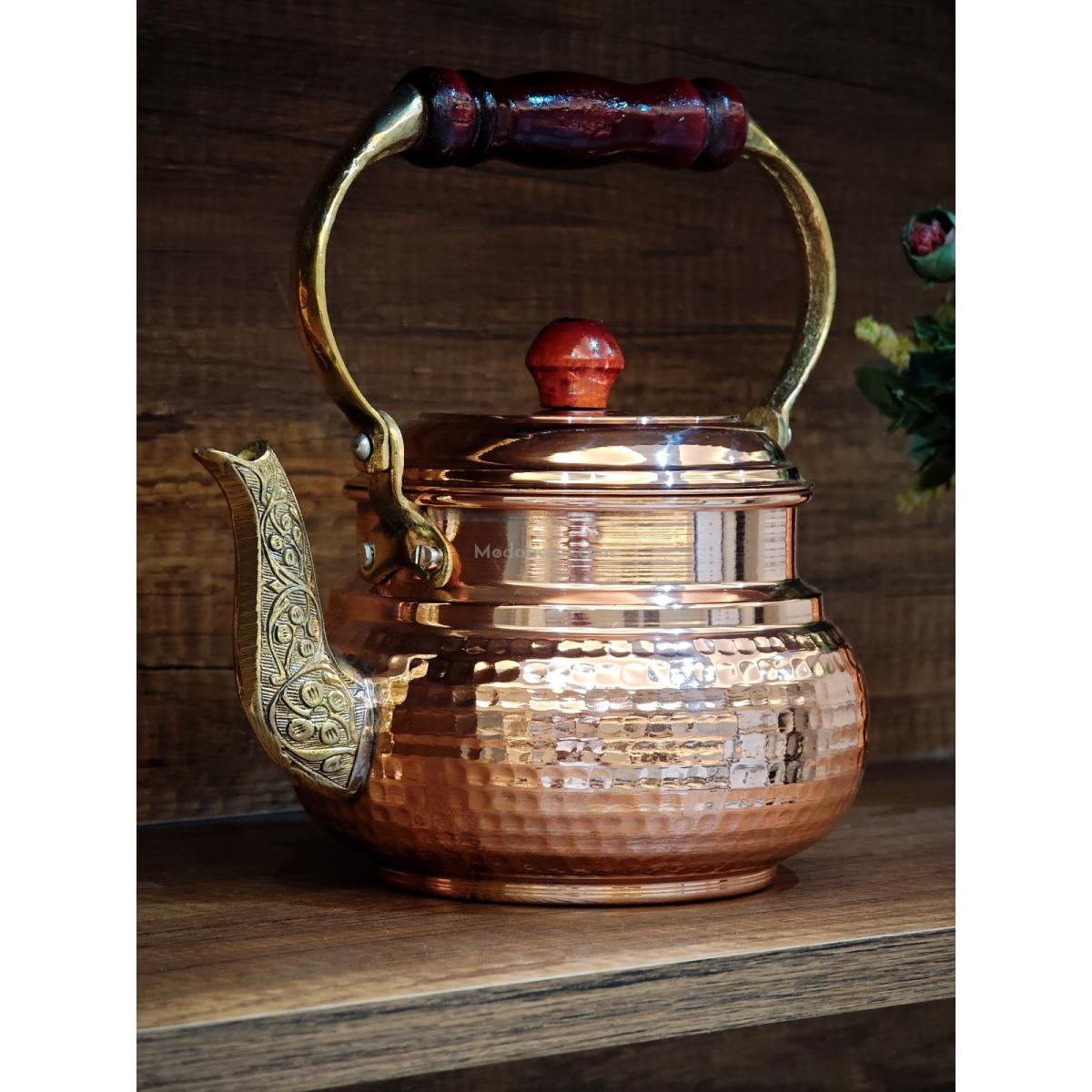 Ahşap Saplı Bakır Demlik - Görsel 5