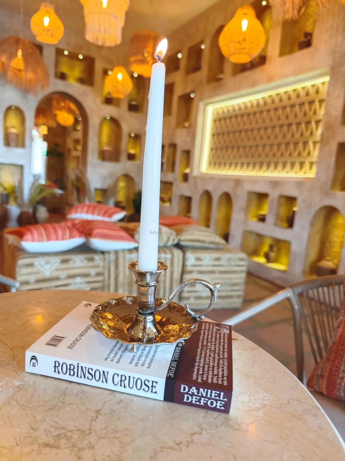 Bakır Şamdan Mumluk Gümüş - Görsel 2