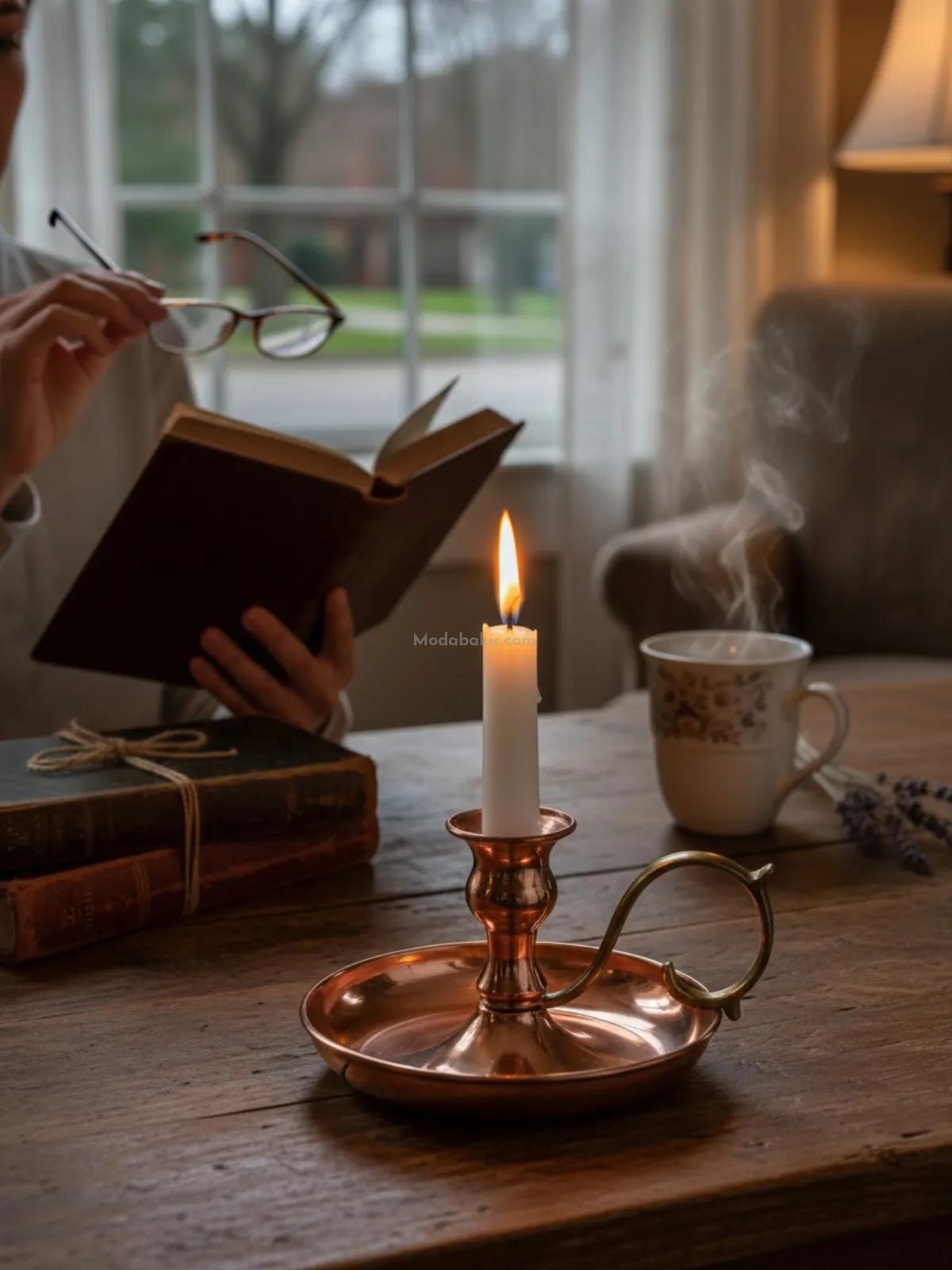 Bakır Şamdan Mumluk - Görsel 4