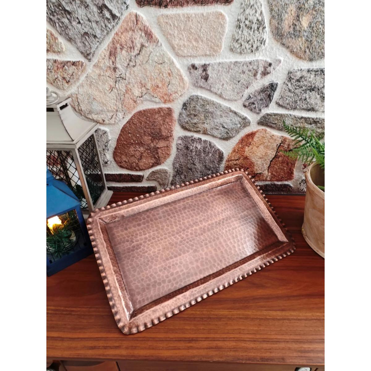 Bakır Dikdörtgen Tepsi Oksit - Görsel 2