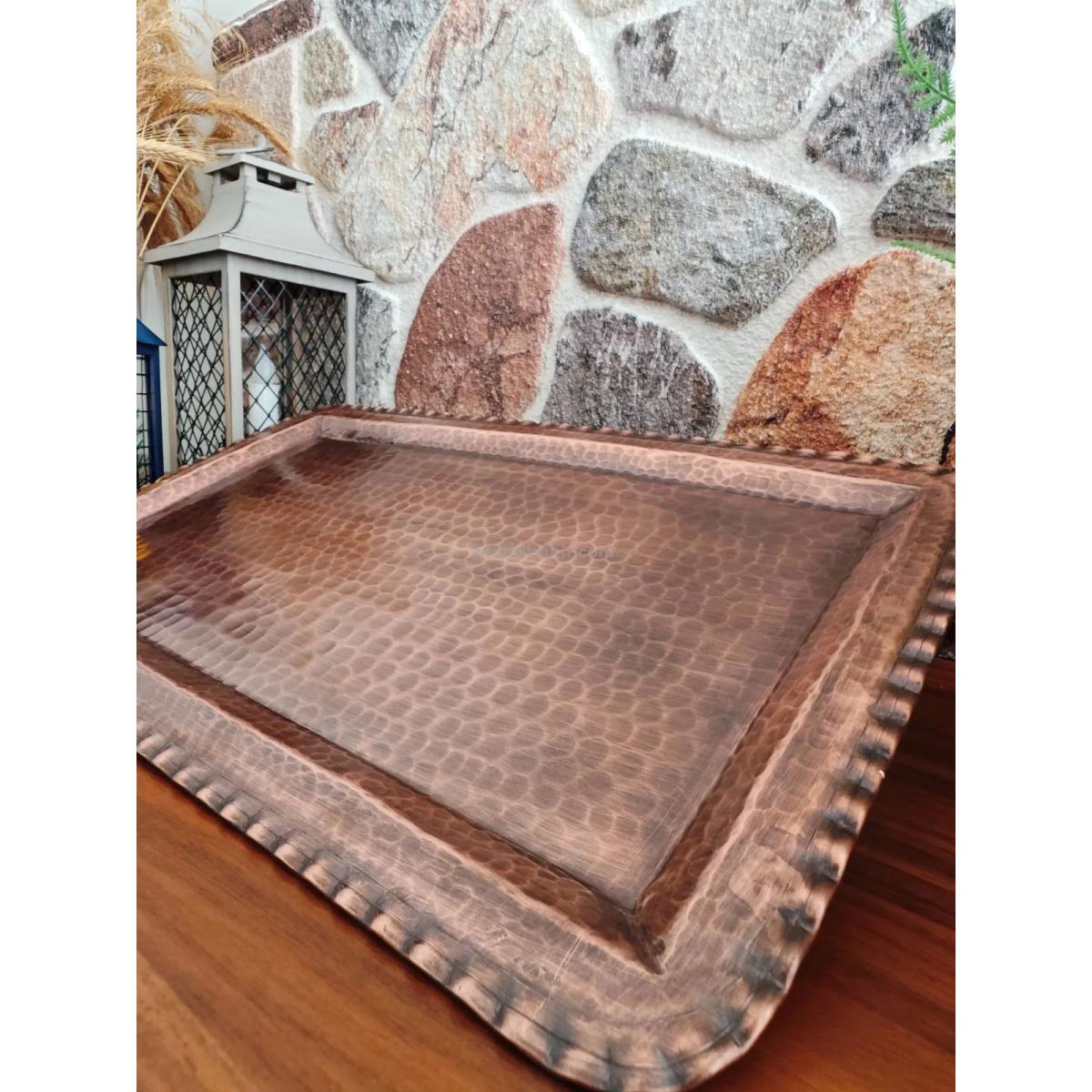 Bakır Dikdörtgen Tepsi Oksit - Görsel 3