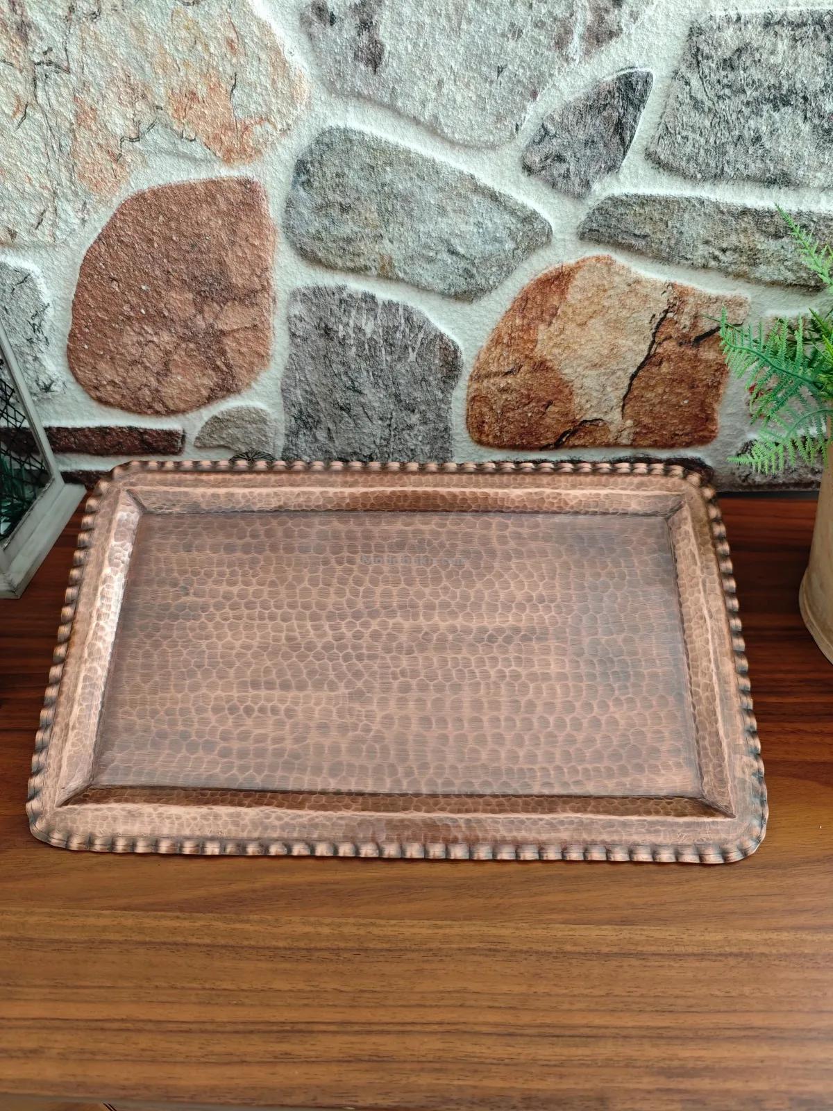 Bakır Dikdörtgen Tepsi Oksit - Görsel 4