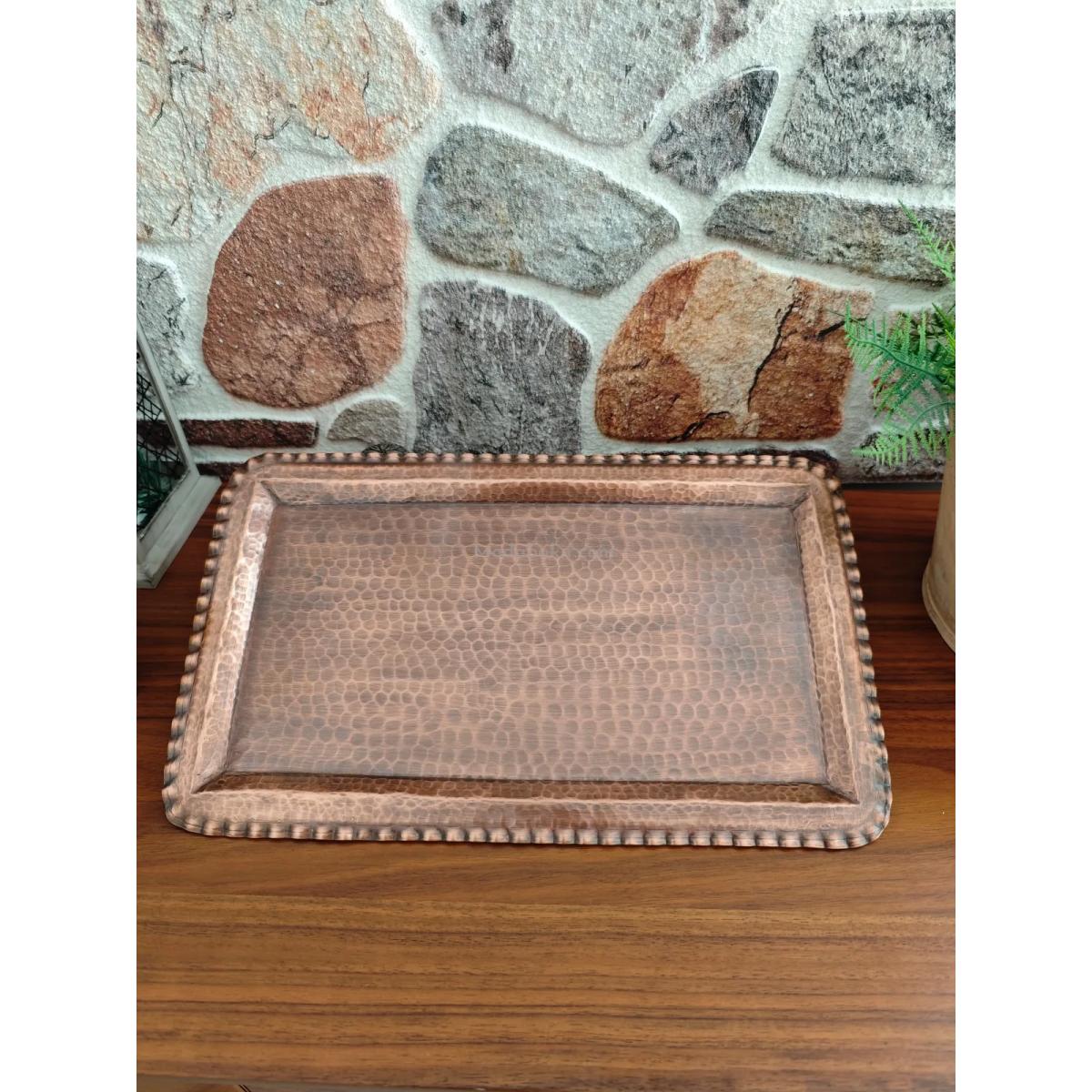 Bakır Dikdörtgen Tepsi Oksit - Görsel 4