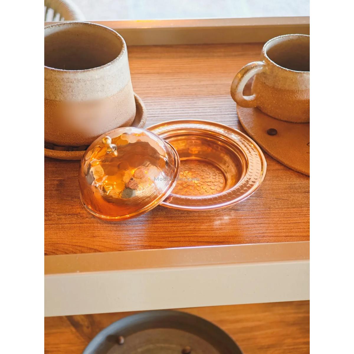 Kapaklı Bakır Şekerlik Kırmızı - Görsel 5