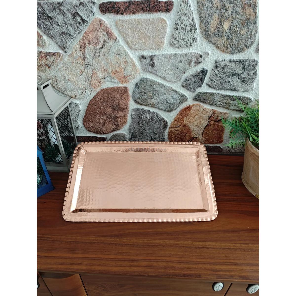 Bakır Dikdörtgen Tepsi - Görsel 2