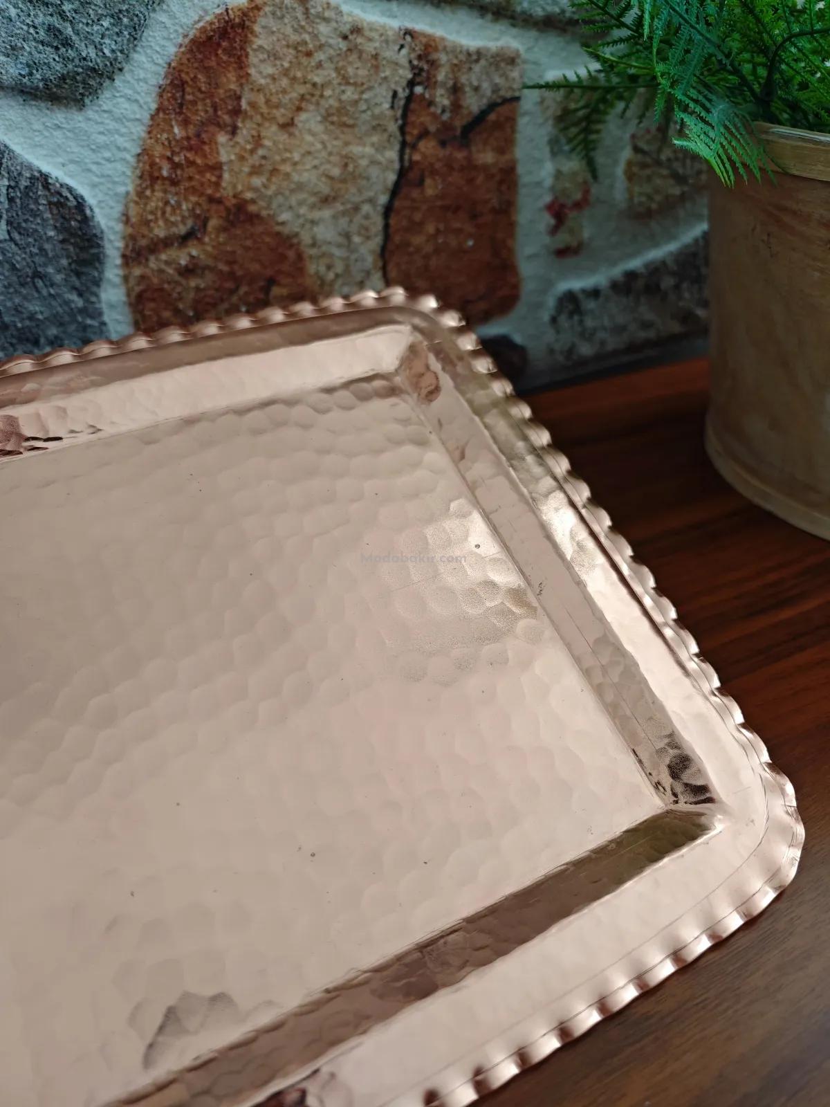 Bakır Dikdörtgen Tepsi - Görsel 3