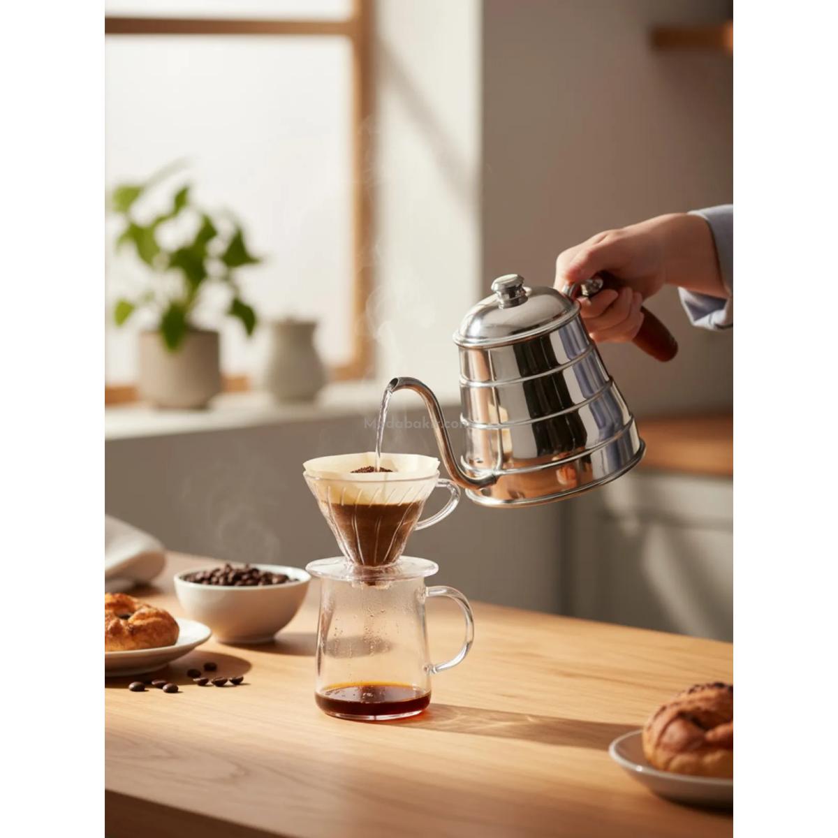 Bakır Filtre Kahve Demlik Nikel - Görsel 2