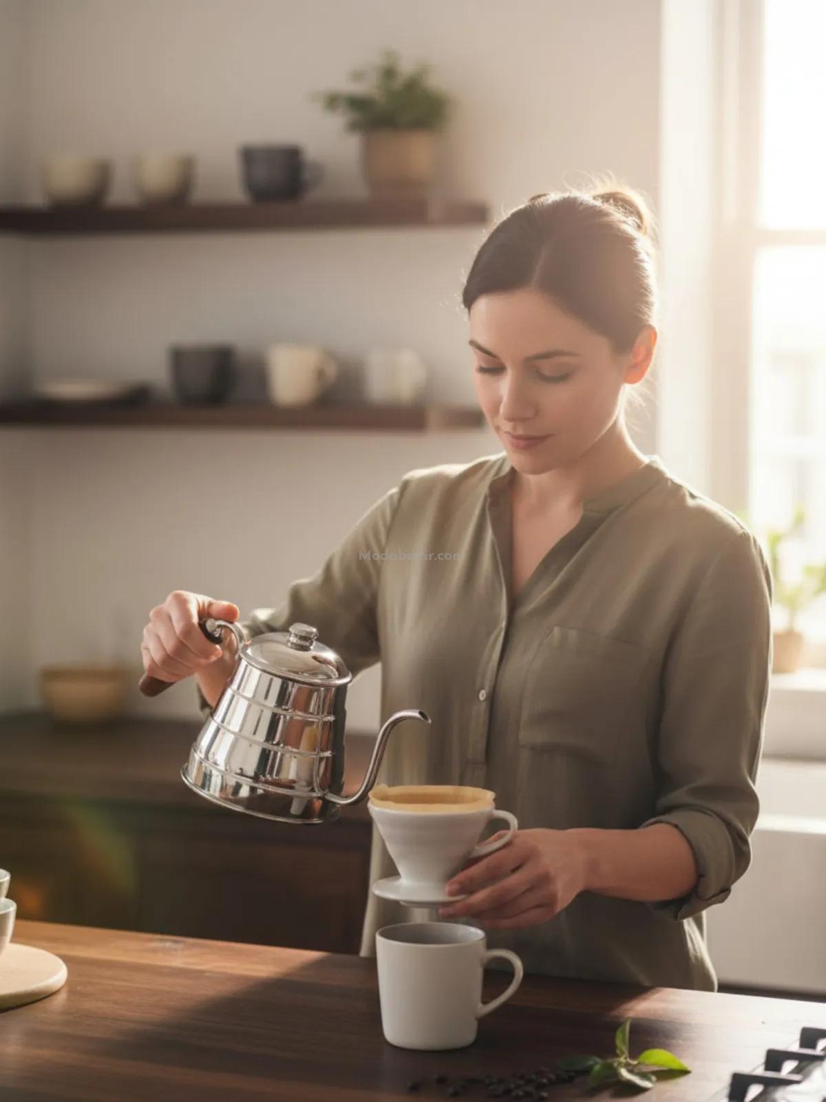 Bakır Filtre Kahve Demlik Nikel - Görsel 3