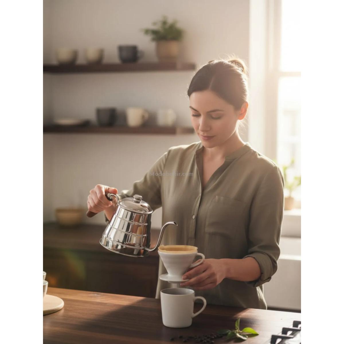 Bakır Filtre Kahve Demlik Nikel - Görsel 3