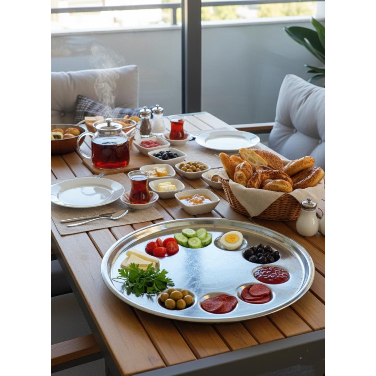 Bakır Bölmeli Tepsi 50 cm - Görsel 2