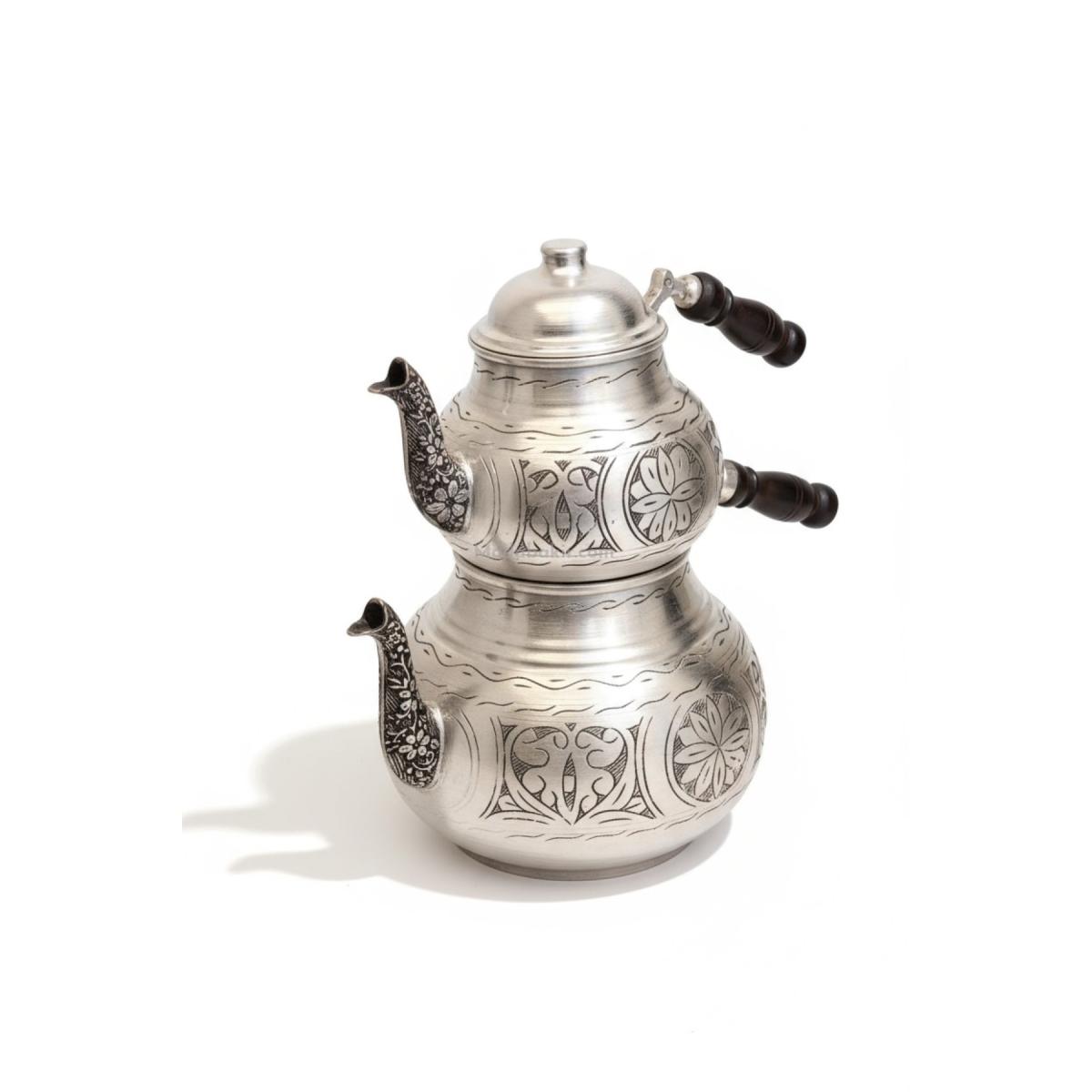 Bakır Çaydanlık Takımı İşlemeli - Görsel 7