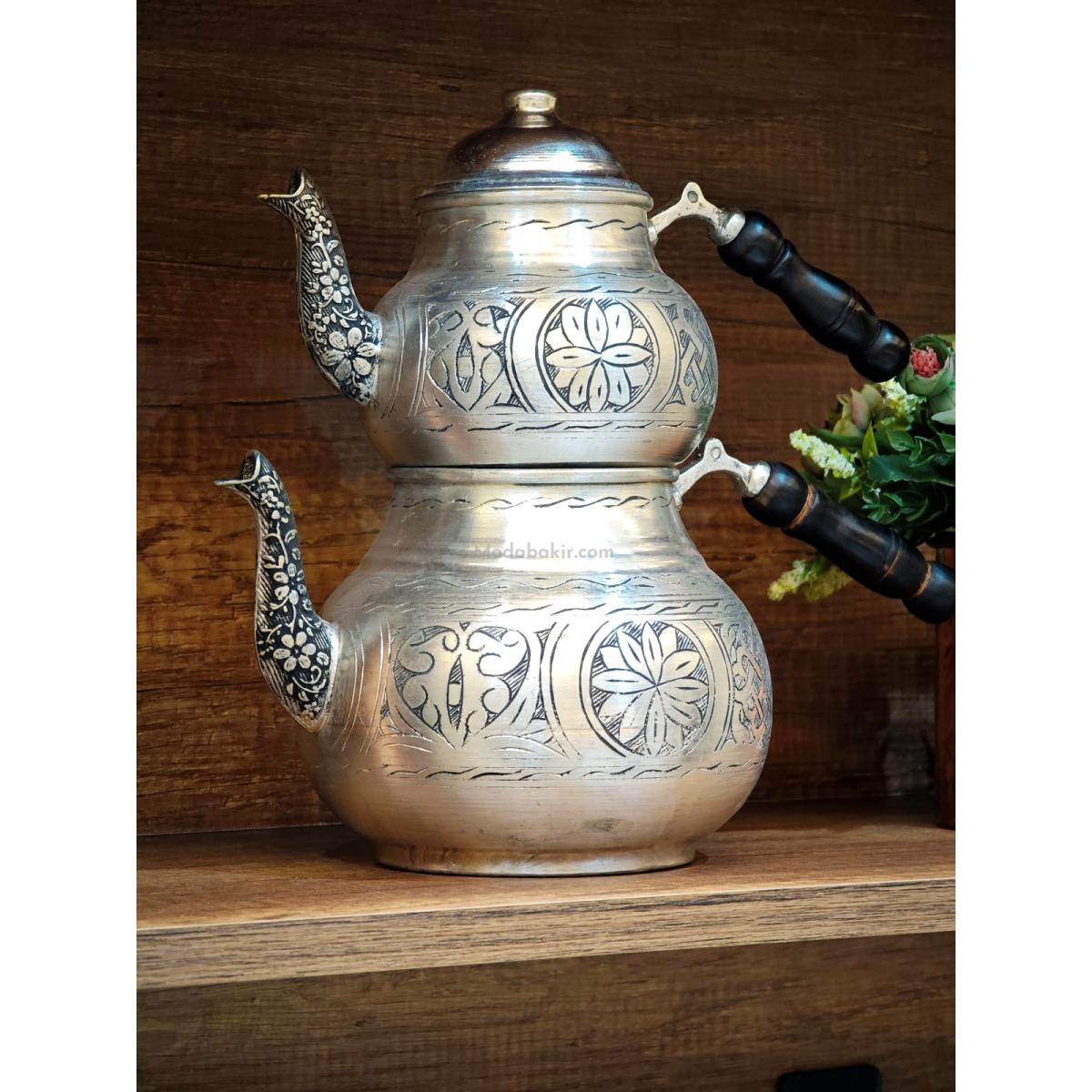 Bakır Çaydanlık Takımı İşlemeli - Görsel 9