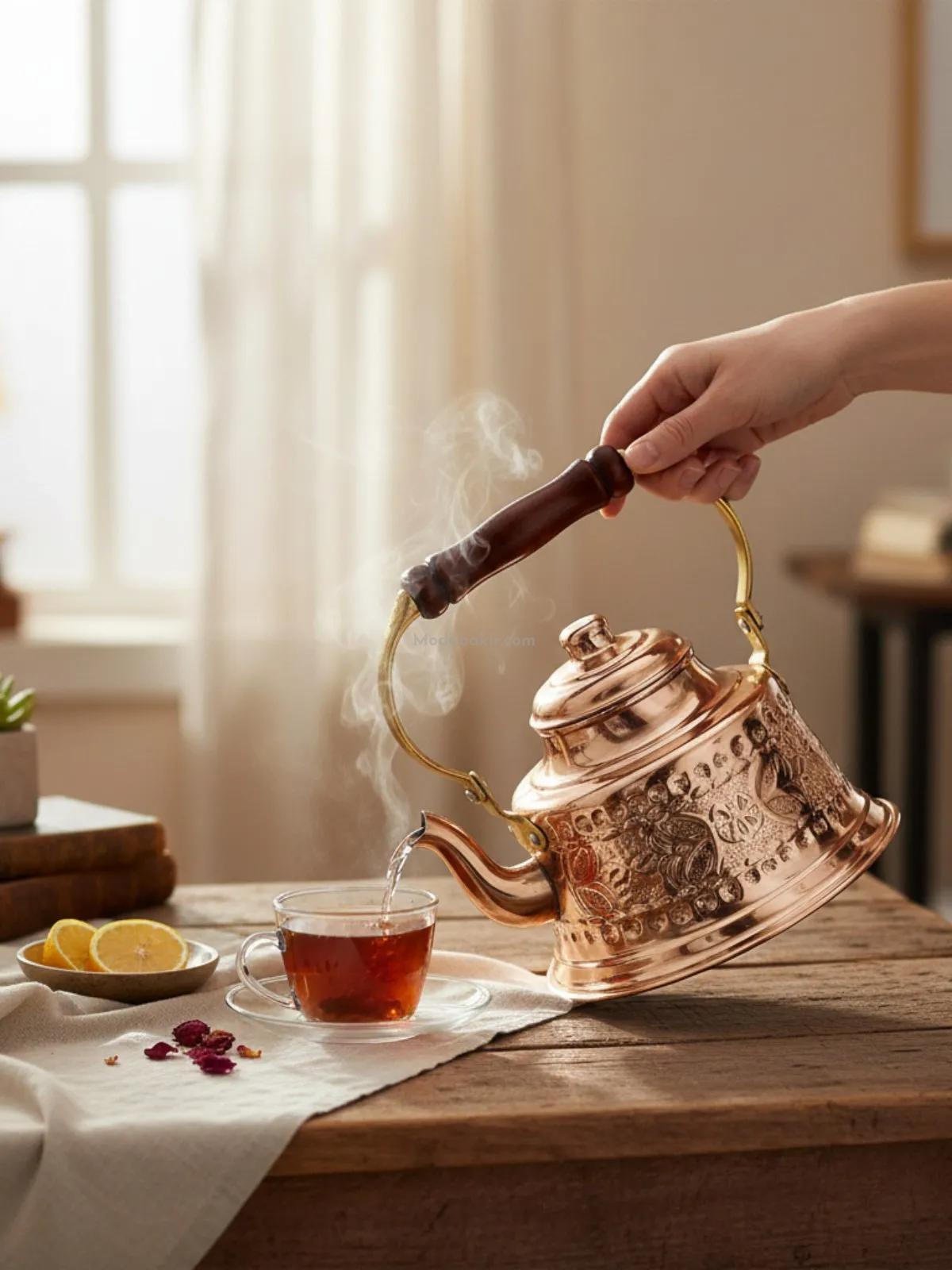 Bakır Demlik İşlemeli - Görsel 2