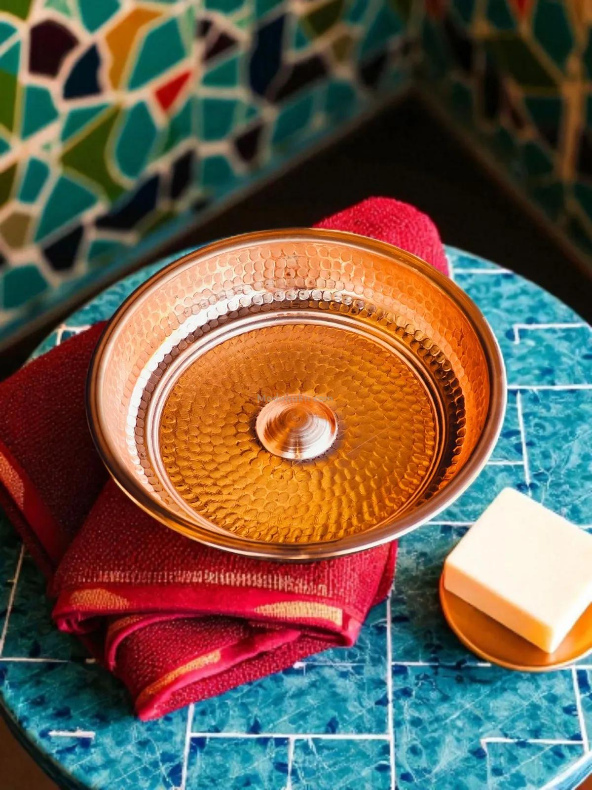 Bakır Hamam Tası 20 cm - Görsel 3