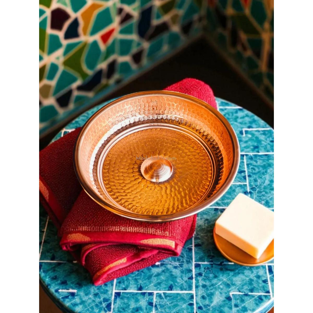 Bakır Hamam Tası 20 cm - Görsel 3