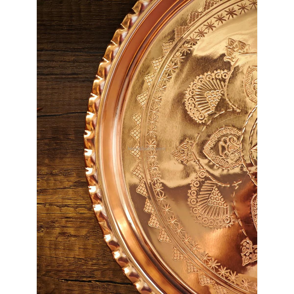 Bakır İşlemeli Tepsi 27 Cm - Görsel 4