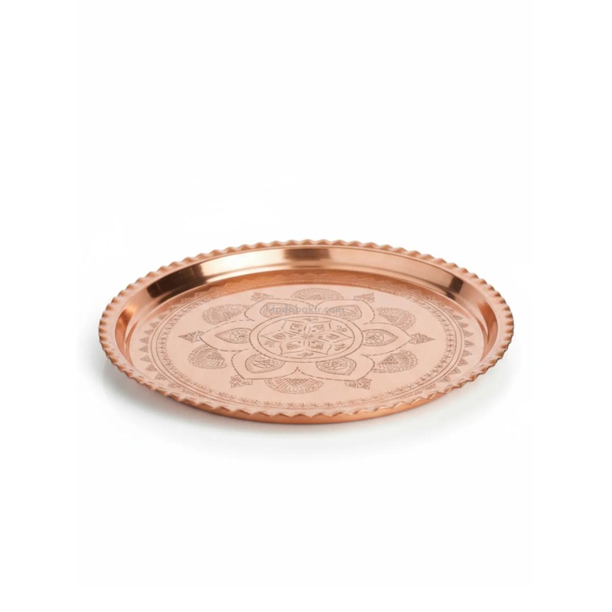 Bakır İşlemeli Tepsi 39 Cm - Görsel 1